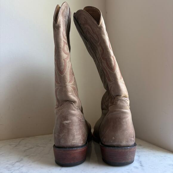 Nocona Handcrafted USA Western Boots Distressed Leather Light Brown Men’s 13 D main image 13